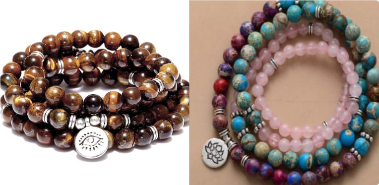 Amazon Stone Tiger Eye Stone Bracelet Necklace 108 Buddha Beads Lotus Bracelet view 12