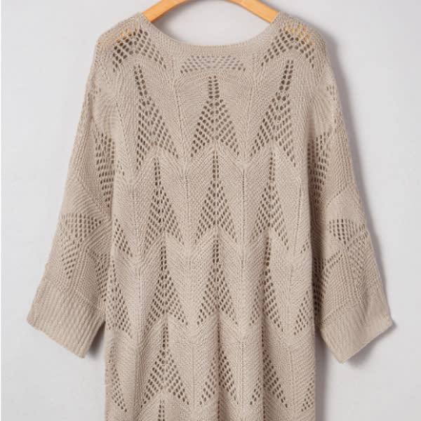 Female Leisure Hollow Out Parchment Hollow Sleeve Casual Sweater view 6