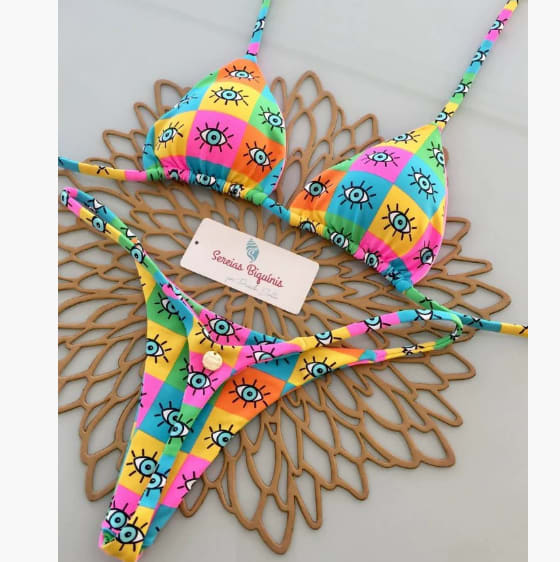 Women's Printed Lace Up Split Swimsuit Bikini view 4