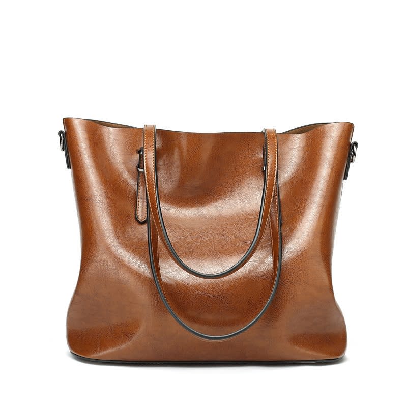 Retro Style Oil Wax Leather Patent Simple Portable Shoulder Messenger Bag view 4
