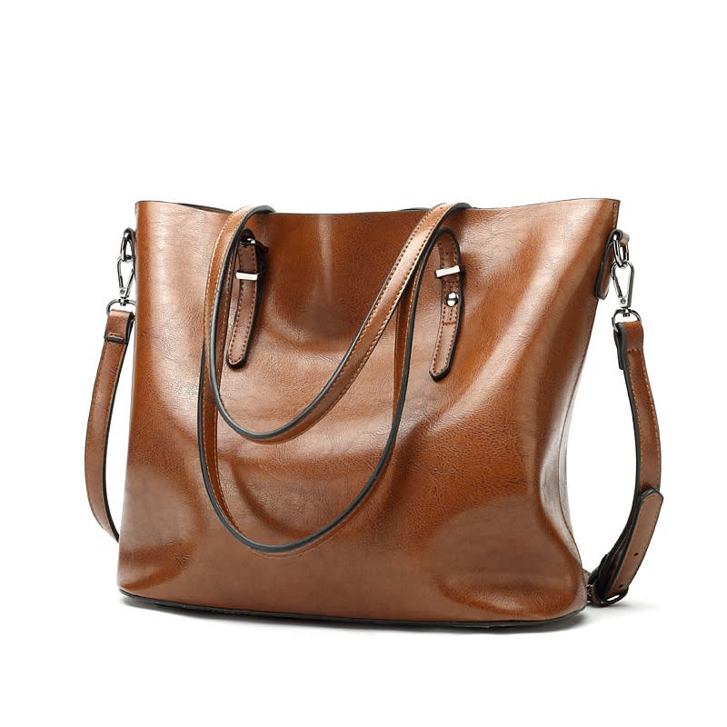 Retro Style Oil Wax Leather Patent Simple Portable Shoulder Messenger Bag view 5