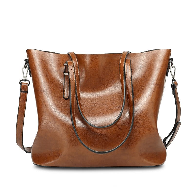 Retro Style Oil Wax Leather Patent Simple Portable Shoulder Messenger Bag view 6