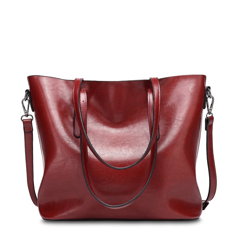 Retro Style Oil Wax Leather Patent Simple Portable Shoulder Messenger Bag view 8