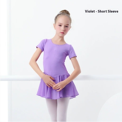 Girl's Chiffon Dress Short Sleeve Dance Costume view 11