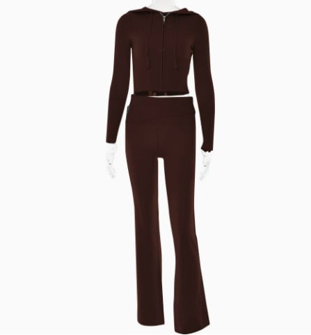 Style Cross-border Knitted Hooded Suits Fashion Sexy High Waist Long Sleeves Trousers Two-piece Set view 3