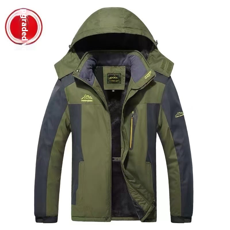 Winter Hooded Jacket Fashion Casual Warm Fleece Coat Windproof Rainproof Parka Windbreaker Men's Top view 17