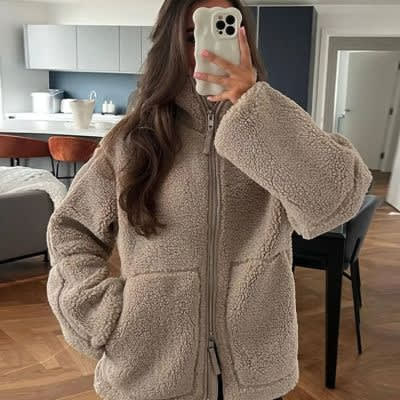 Winter Lapel Zip-up Coat With Pockets Casual Fashion Solid Fleece Jacket Fall Spring Long Sleeve Women's Clothing view 3