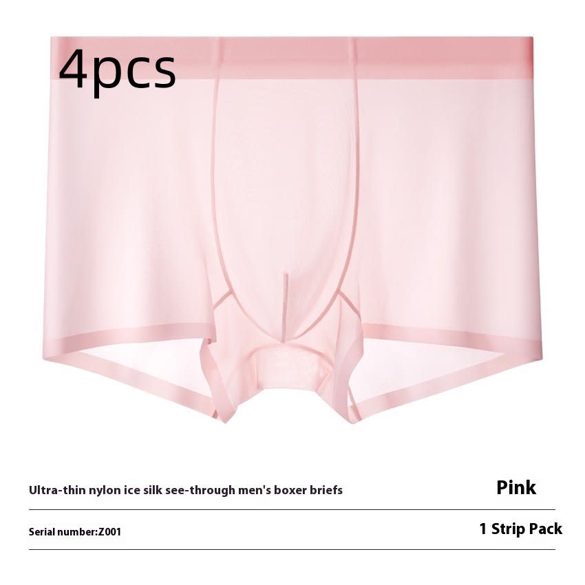Ultra-thin Cool Ice Silk Breathable Traceless Transparent Hair Exposed Sexy Boxer view 14