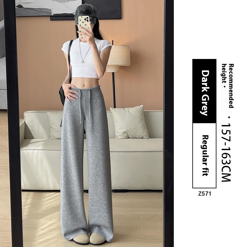 Women's High Waist Slimming And Straight Draping Casual Wide Leg Sweatpants view 15