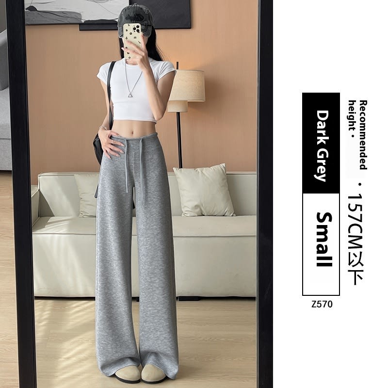 Women's High Waist Slimming And Straight Draping Casual Wide Leg Sweatpants view 12