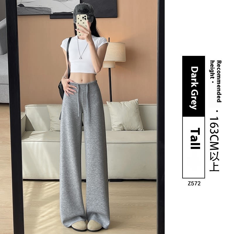 Women's High Waist Slimming And Straight Draping Casual Wide Leg Sweatpants view 11
