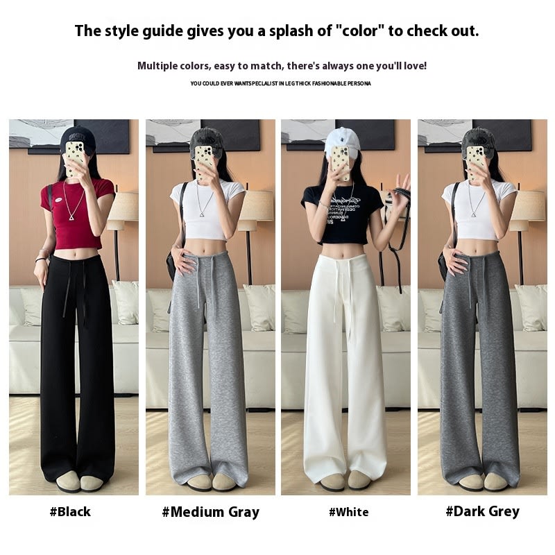 Women's High Waist Slimming And Straight Draping Casual Wide Leg Sweatpants view 9