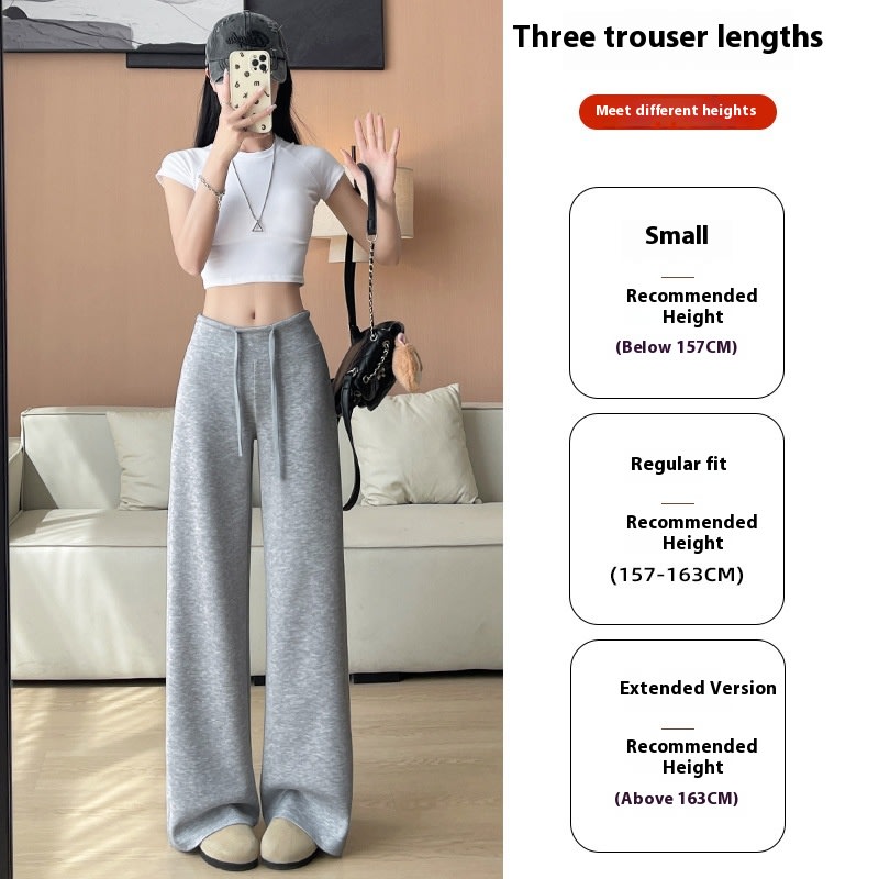 Women's High Waist Slimming And Straight Draping Casual Wide Leg Sweatpants view 17
