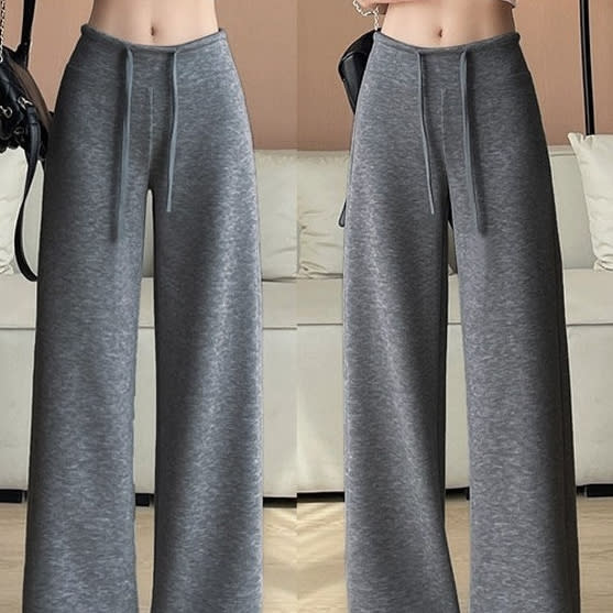 Women's High Waist Slimming And Straight Draping Casual Wide Leg Sweatpants view 13