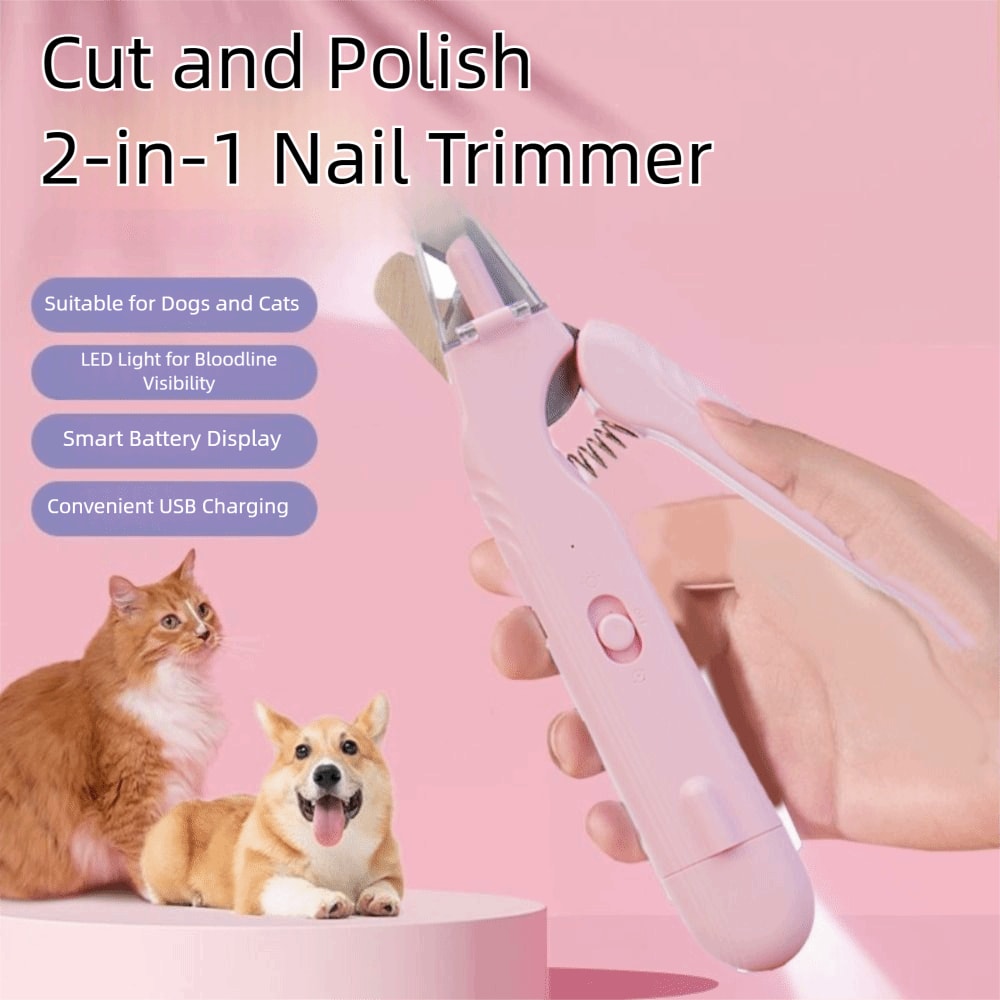 2 In 1 Pet Nail Clippers With Led Light Dog Cat Special Blood Line Scissors Multifunction Animals Paw Nail Trimmer Pet Supplies view 8