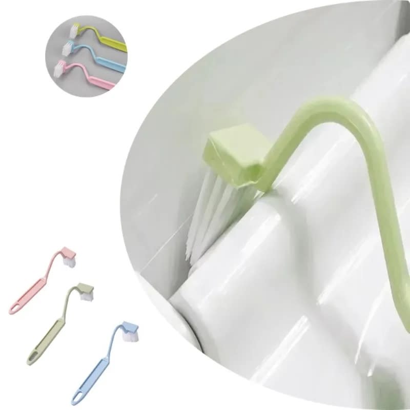 Curved Toilet Brush Gap Cleaning Tool Bathroom Accessory Long Handle Wall Mounted Toilet Soft Bristle Brush Plastic Durable view 3