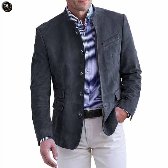 Men's Business Casual Suit Jacket Autumn Winter Fashion Commuter Daily Basic Blazer Solid Stand Collar Jacket Men's Clothing view 9