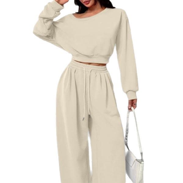 Casual 2-piece Set One-shoulder Long-sleeved Sweatshirt Women's Suit Autumn New Fashion Elastic Waist Tie Loose Sports Trousers view 26