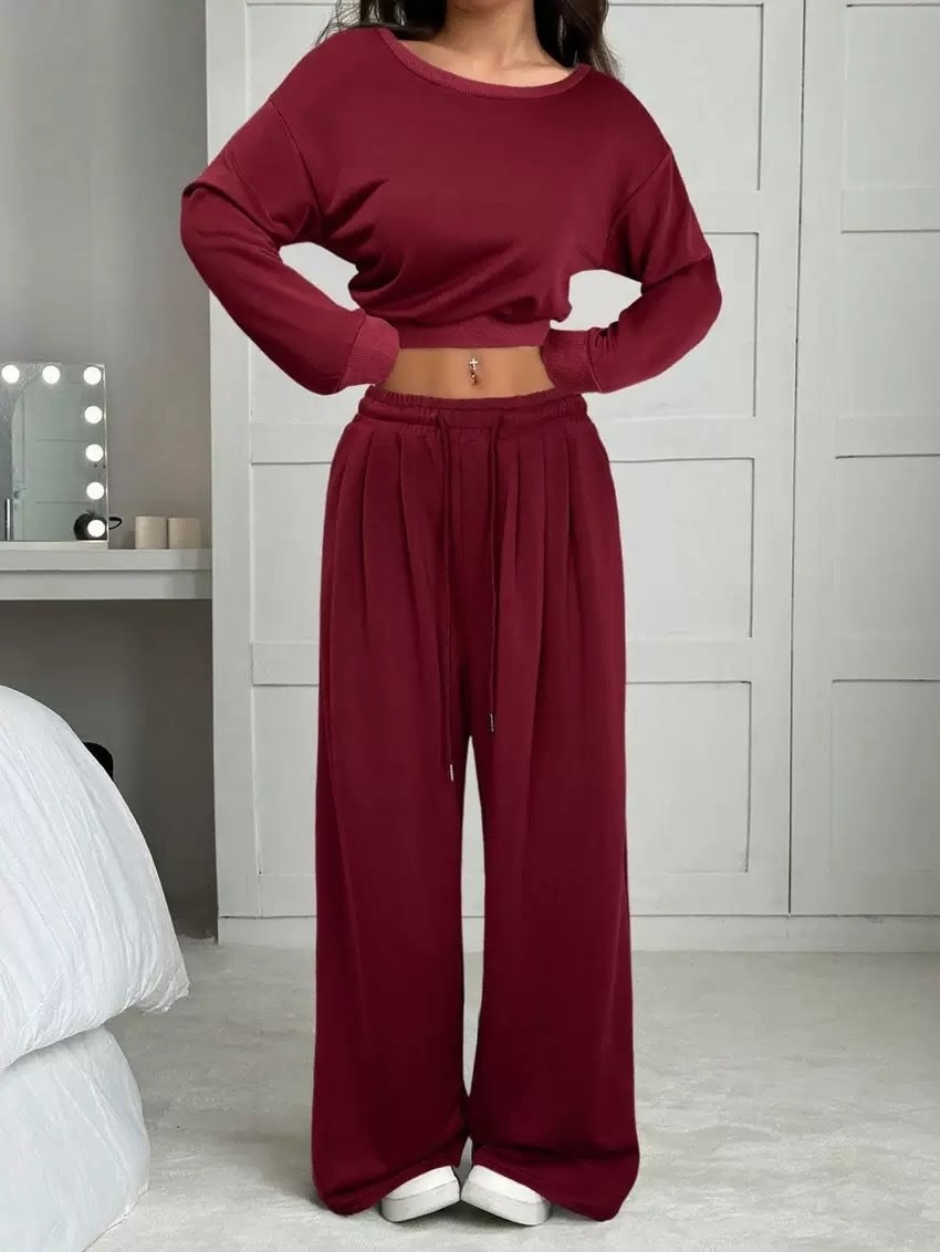 Casual 2-piece Set One-shoulder Long-sleeved Sweatshirt Women's Suit Autumn New Fashion Elastic Waist Tie Loose Sports Trousers view 23
