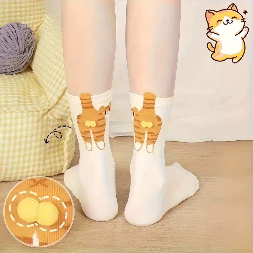 Cute Cat Socks With Balls Summer Breathable Soft Cotton Socks Funny Cotton Sock Middle Tube Girl Women Novelty Sport Socks view 7