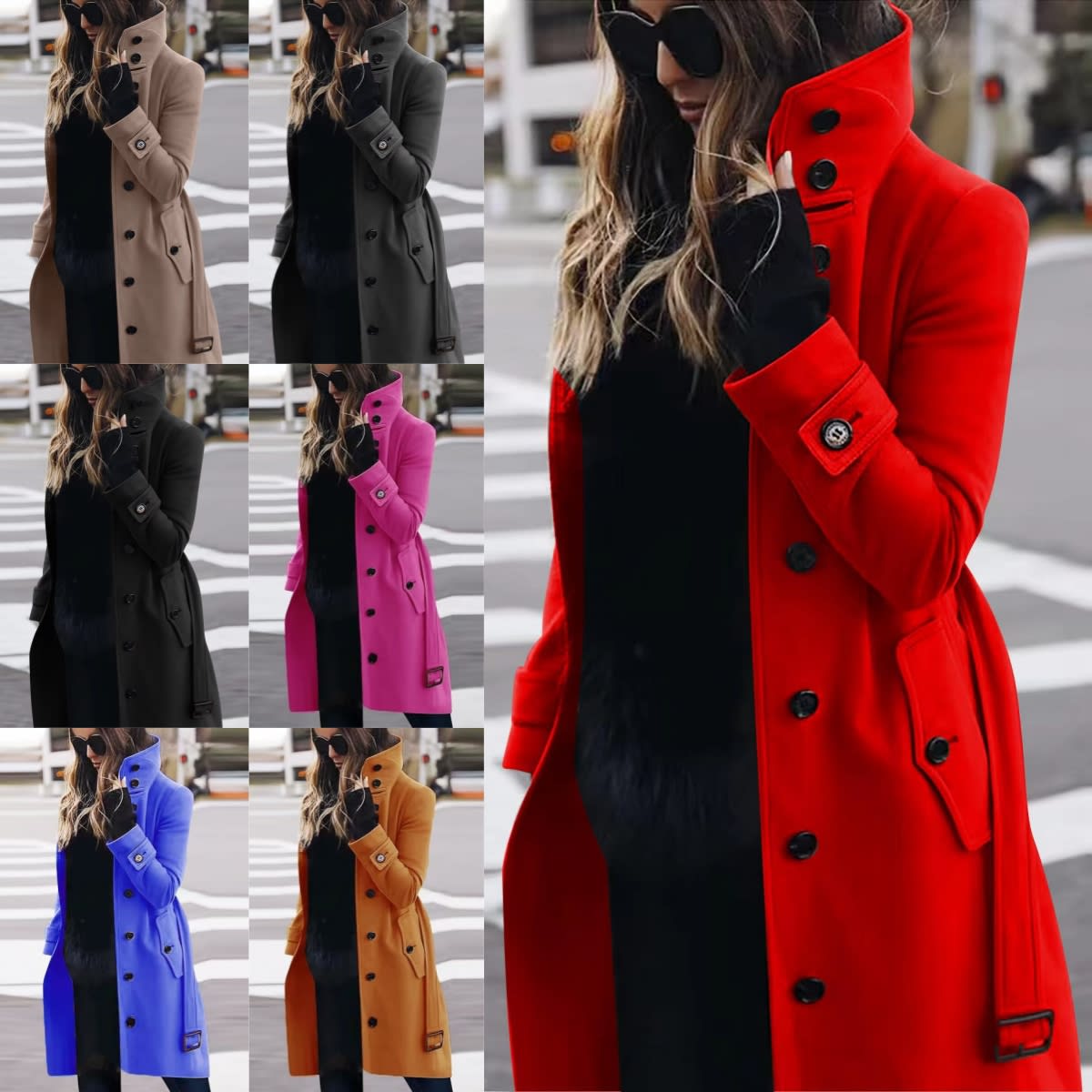 Autumn Winter New Woolen Coat Women's Slim Fit Cardigan Large Coat Women Long Sleeve Single Breasted Stand Collar Woolen Coat view 2