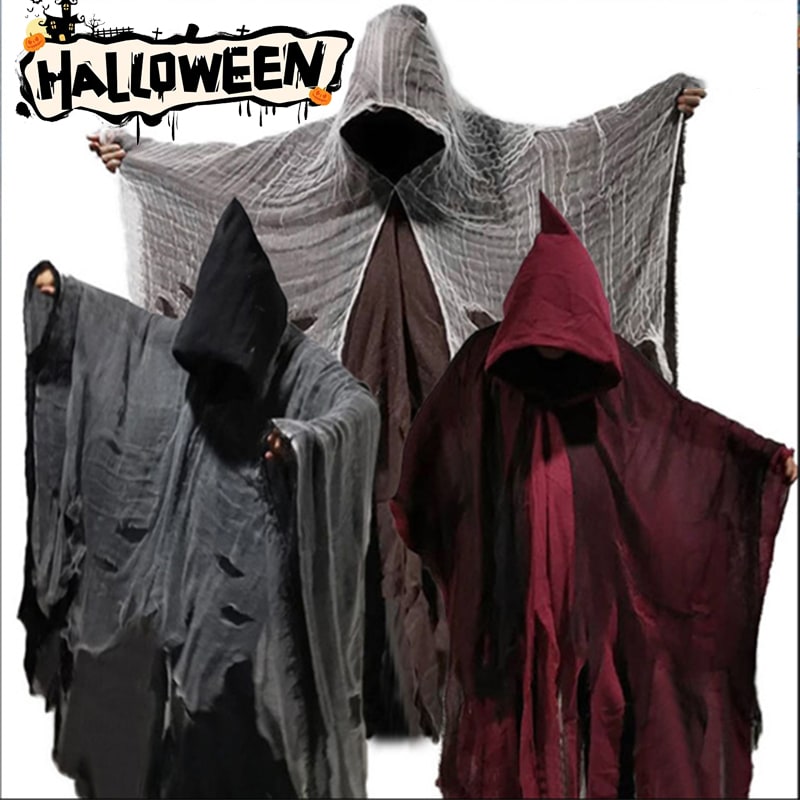 Unisex Halloween Ghost Dementors Cosplay Costume Gothic Horror Zombie Tattered Hooded Capes Day Of The Dead Party Props Cloaks view 10