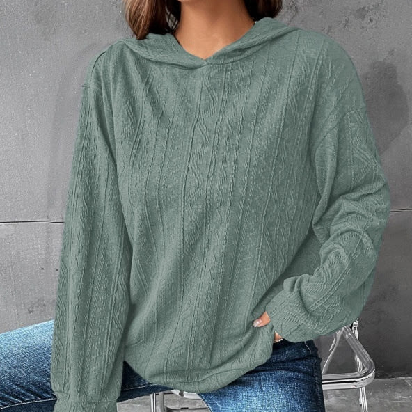 Women's Polyester Hooded Knitted Solid Color Hoodie view 5