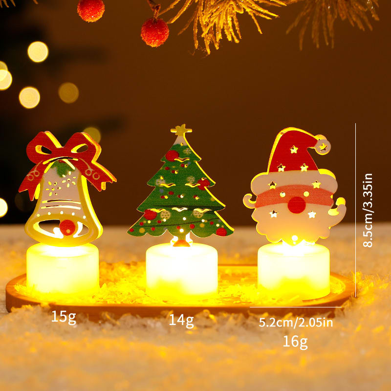 LED Electronic Candle Lights Christmas Trees Santa Claus Snowmen Creative Candles Small Night Lights Home Decorative Ornaments view 11