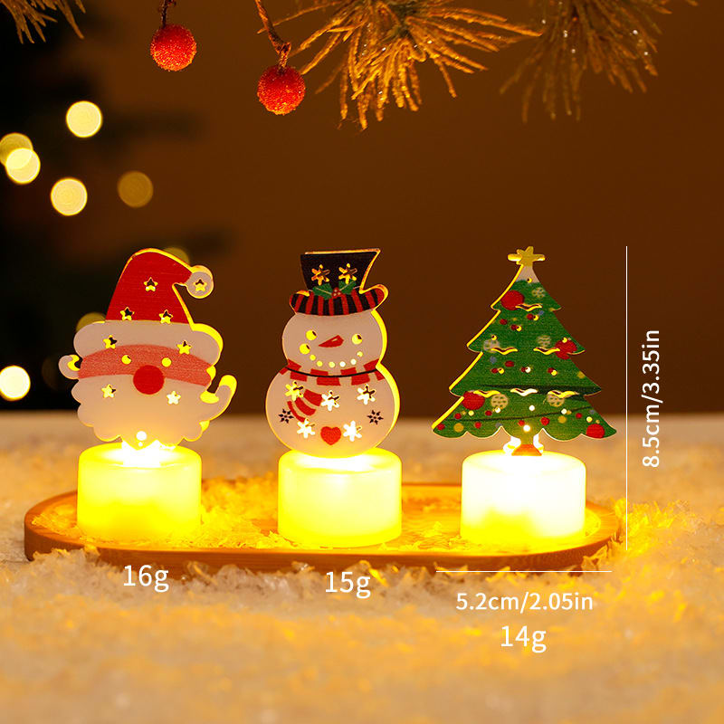 LED Electronic Candle Lights Christmas Trees Santa Claus Snowmen Creative Candles Small Night Lights Home Decorative Ornaments view 16