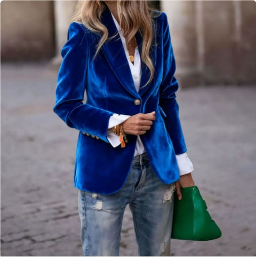Velvet Lapel Casual Suit Business Fashion Slim Single-breasted Jacket Outwear Clothing For Women view 5
