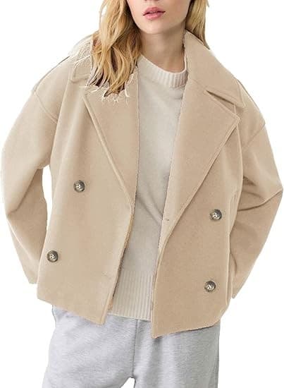 Ins Double-breasted Lapel Blazer Jacket Fashion Loose Woolen Short Coat Elegant Commuting Women's Clothing view 12