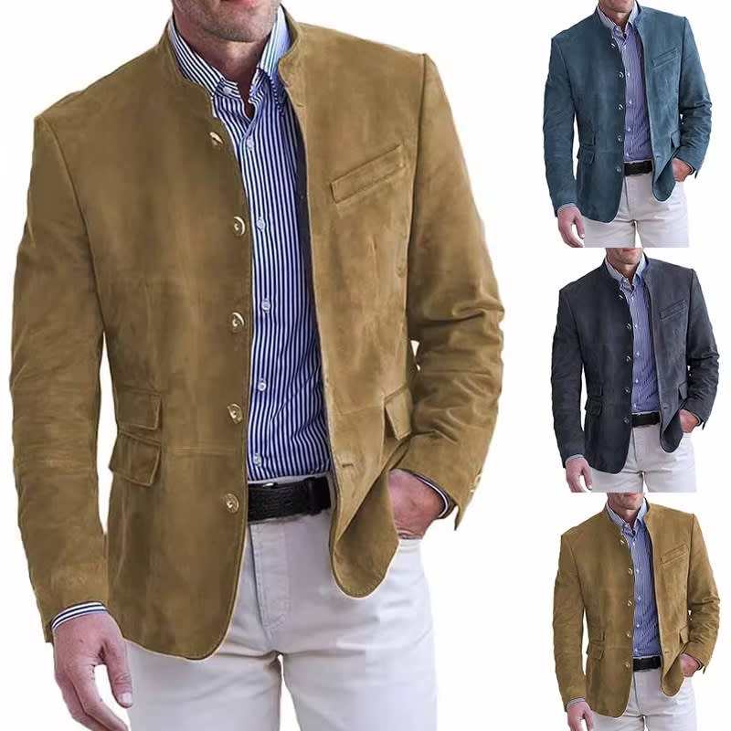 Men's Business Casual Suit Jacket Autumn Winter Fashion Commuter Daily Basic Blazer Solid Stand Collar Jacket Men's Clothing view 11