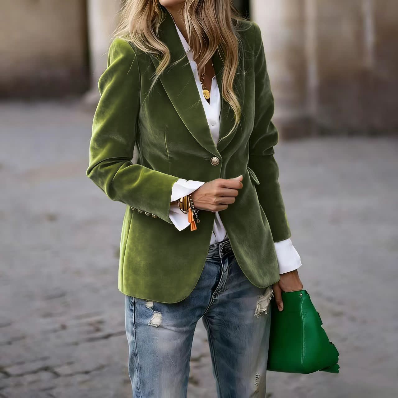 Velvet Lapel Casual Suit Business Fashion Slim Single-breasted Jacket Outwear Clothing For Women view 20