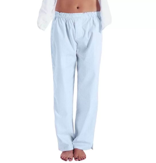 Striped Printed Elastic Waist Drawstring Pocket Straight Casual Trousers view 2