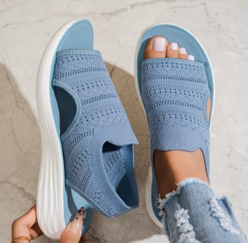 Women's Flyknit Sandals Hollow Peep-toe Roman Shoes view 24