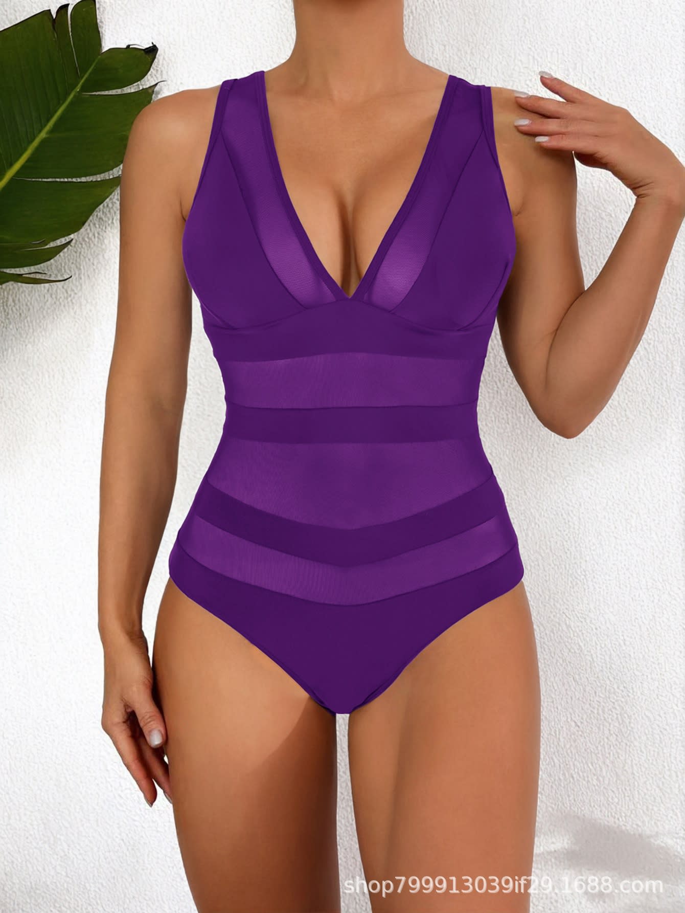 European And American Sexy Siamese Fit Hollow-out Swimsuit view 8