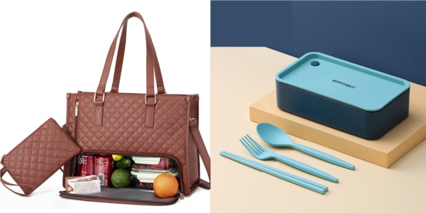 Convenient Commute New Lunch Bag Women's Insulated Lunch Box Women's Leak-proof Large Purse Diagonal Computer Storage view 20