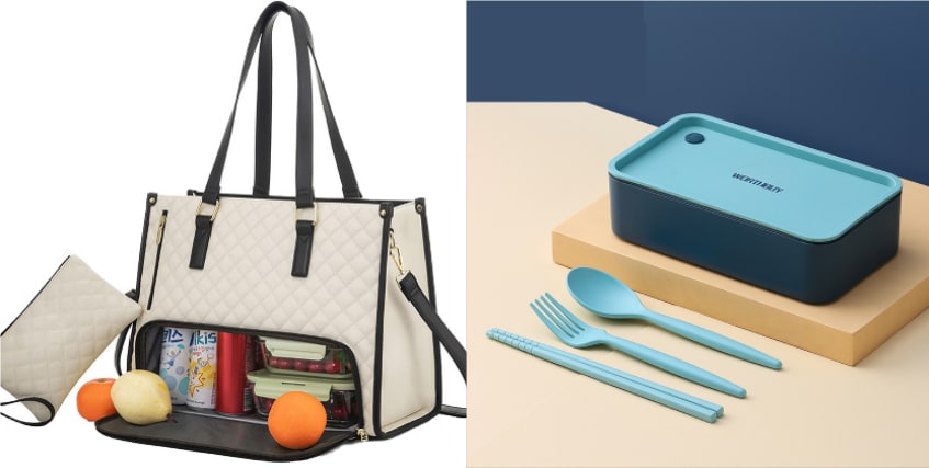Convenient Commute New Lunch Bag Women's Insulated Lunch Box Women's Leak-proof Large Purse Diagonal Computer Storage view 13