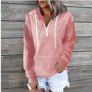 Women's Waffle Hoodie Sweater Coat view 13