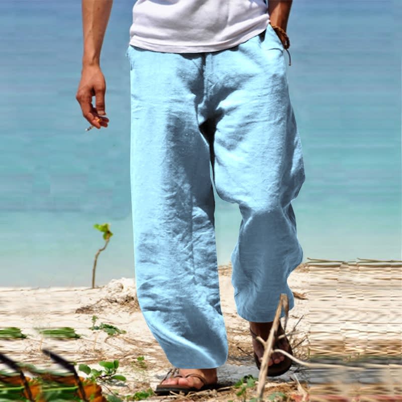 Men's Trousers Summer Drawstring Elastic Waist Beach Pants view 2