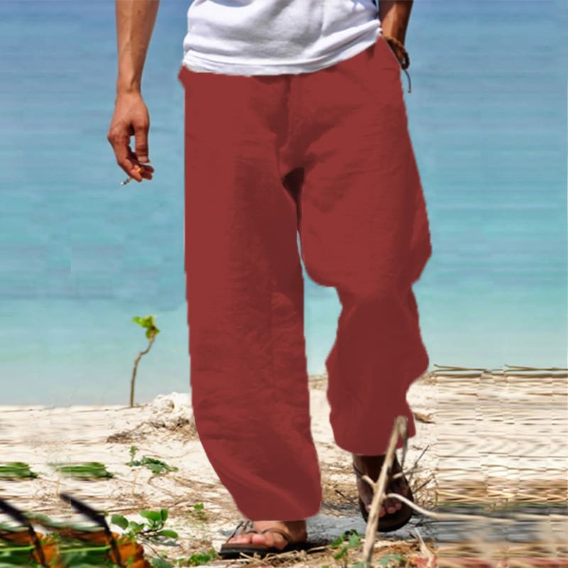 Men's Trousers Summer Drawstring Elastic Waist Beach Pants view 9