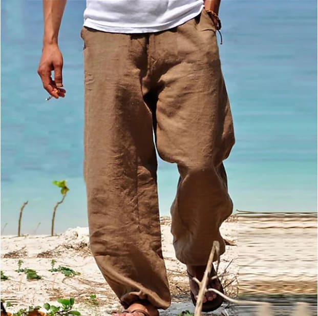 Men's Trousers Summer Drawstring Elastic Waist Beach Pants view 5