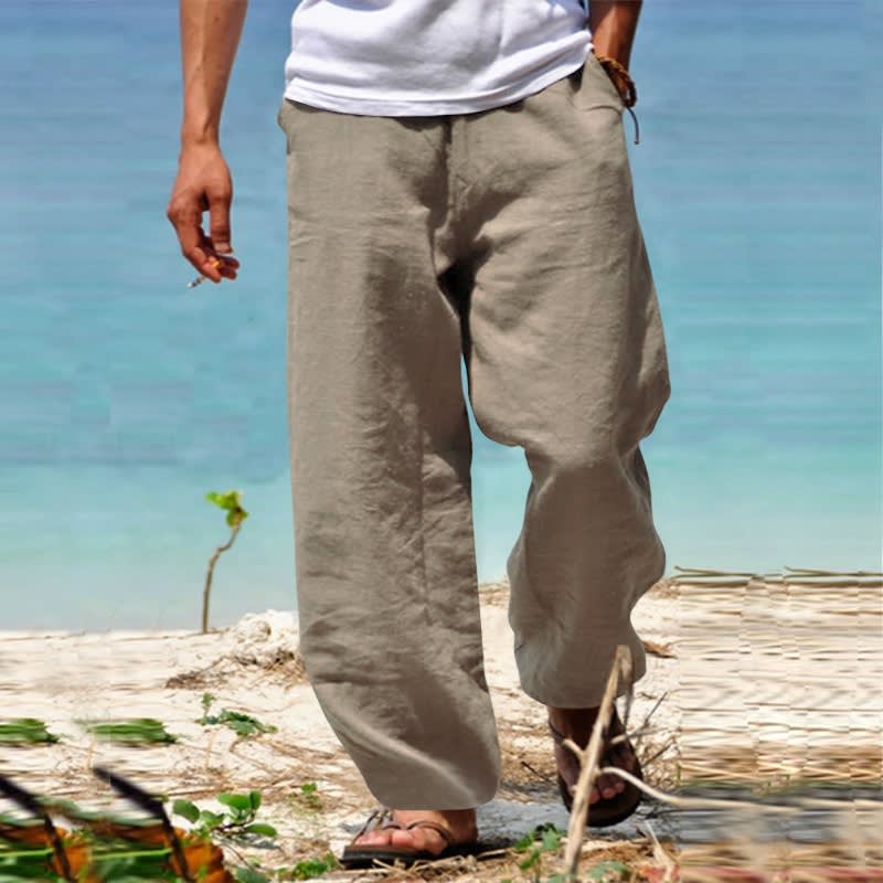 Men's Trousers Summer Drawstring Elastic Waist Beach Pants