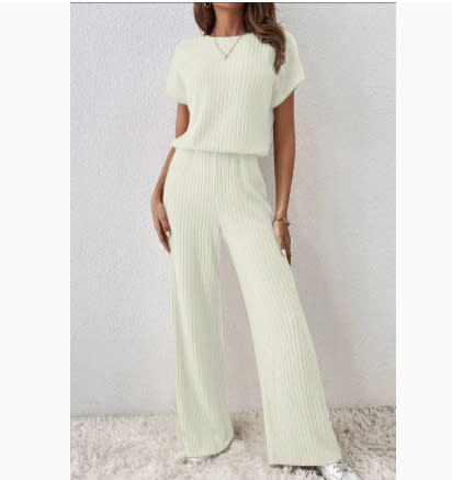 Women's Knitted Loose Wide-leg Pants Two-piece Suit view 3
