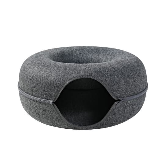 Four Seasons Available Cat Nest Round Woolen Felt Pet Dual-use Cat Nest Tunnel Interactive Training Toy Grey Felt Cat Nest view 9