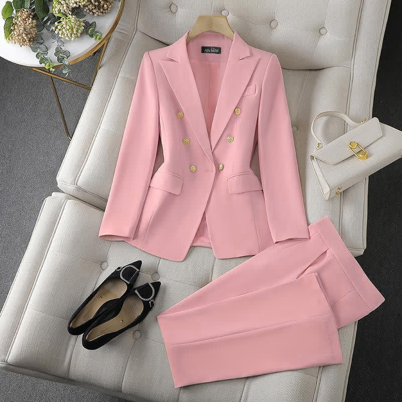New All-matching Casual Suit Lapel Button-down Jacket And Slim-fit Trousers For Women's Office Business Set Clothing view 2