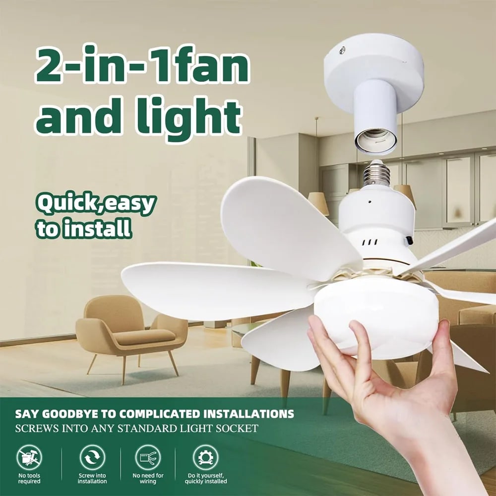 E27 Base LED Ceiling Fan Light With Remote Control 3 Color Lights Dimmable Lamp For Living Room Home Decor view 6