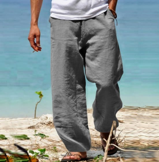 Men's Trousers Summer Drawstring Elastic Waist Beach Pants view 17