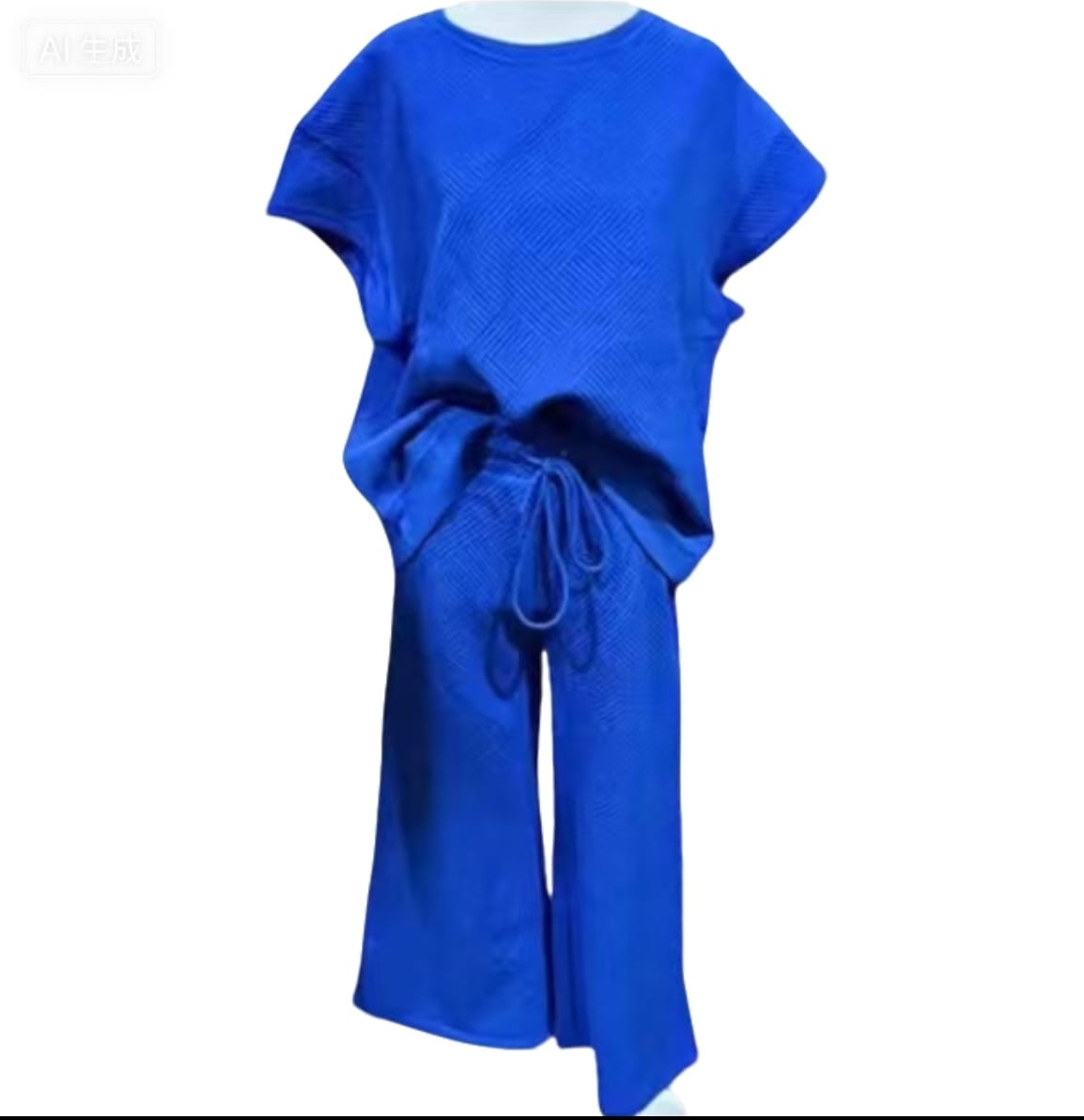 Solid Color Texture Casual Fashion Women's Wear Short-sleeved Trousers Two-piece Set view 12