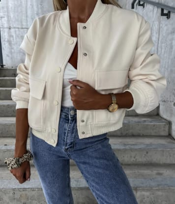 Stand Collar Large Pocket Women's Jacket Coat view 6